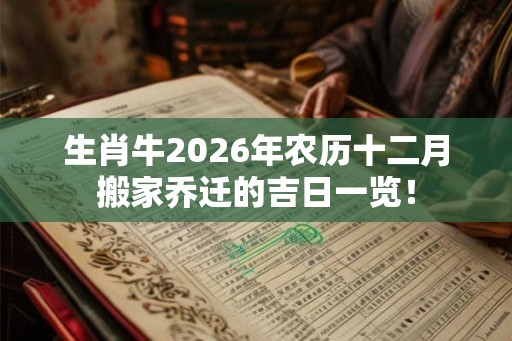 生肖牛2026年农历十二月搬家乔迁的吉日一览! 生肖牛2026年农历十二月搬家乔迁的吉日一览!