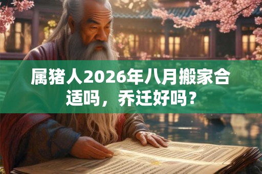 属猪人2026年八月搬家合适吗，乔迁好吗？