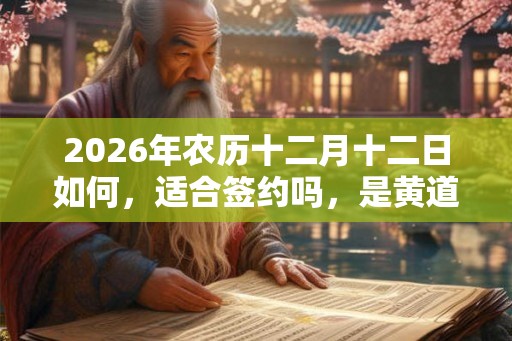 2026年农历十二月十二日如何，适合签约吗，是黄道吉日吗？