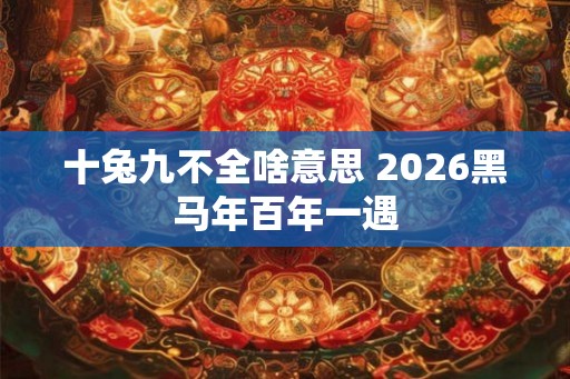 十兔九不全啥意思 2026黑马年百年一遇