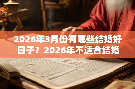 2026年3月份有哪些结婚好日子？2026年不适合结婚生肖？