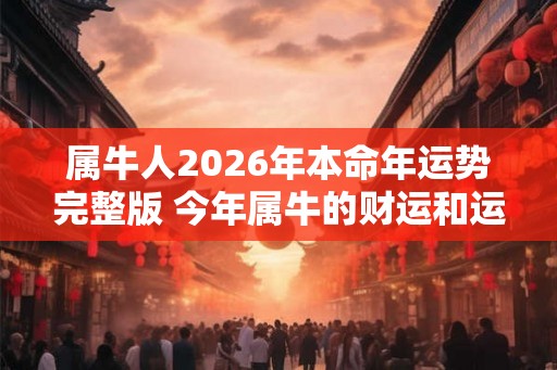 属牛人2026年本命年运势完整版 今年属牛的财运和运气如何2026 属牛人2026年本命年运势完整版 今年属牛的财运和运气如何2026