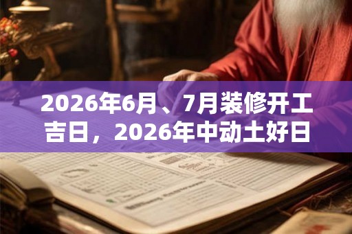 2026年6月、7月装修开工吉日，2026年中动土好日子