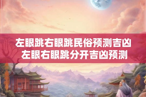 左眼跳右眼跳民俗预测吉凶 左眼右眼跳分开吉凶预测