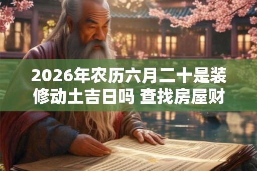 2026年农历六月二十是装修动土吉日吗 查找房屋财位 2026年农历六月二十是装修动土吉日吗 查找房屋财位