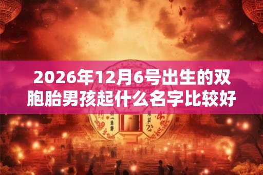 2026年12月6号出生的双胞胎男孩起什么名字比较好，五行属什么