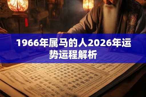 1966年属马的人2026年运势运程解析