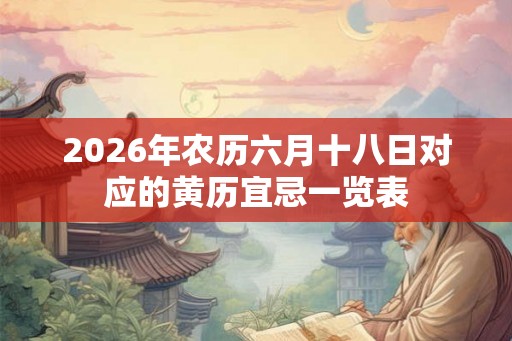 2026年农历六月十八日对应的黄历宜忌一览表