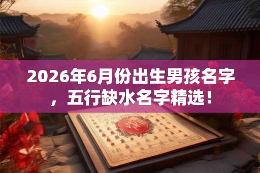 2026年6月份出生男孩名字，五行缺水名字精选！