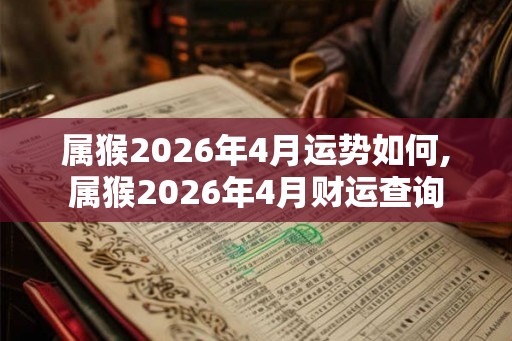 属猴2026年4月运势如何,属猴2026年4月财运查询