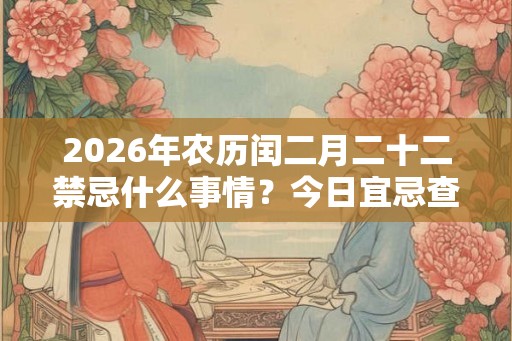2026年农历闰二月二十二禁忌什么事情?今日宜忌查询 2026年农历闰二月二十二禁忌什么事情?今日宜忌查询