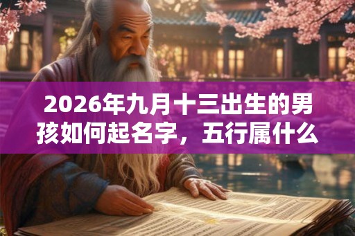 2026年九月十三出生的男孩如何起名字，五行属什么
