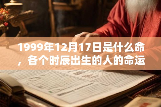 1999年12月17日是什么命，各个时辰出生的人的命运