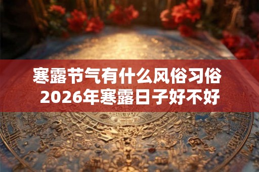 寒露节气有什么风俗习俗 2026年寒露日子好不好