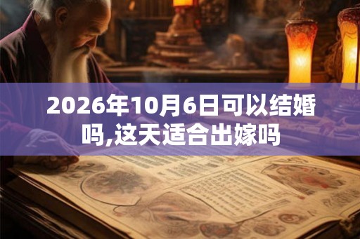 2026年10月6日可以结婚吗,这天适合出嫁吗