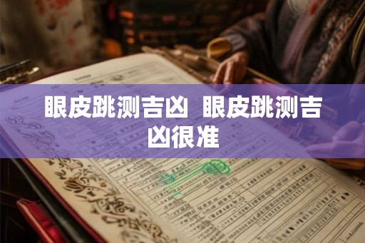 眼皮跳测吉凶  眼皮跳测吉凶很准