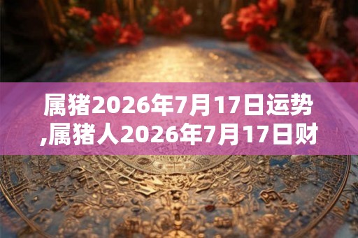 属猪2026年7月17日运势,属猪人2026年7月17日财运,生肖猪2026年7月17日运势
