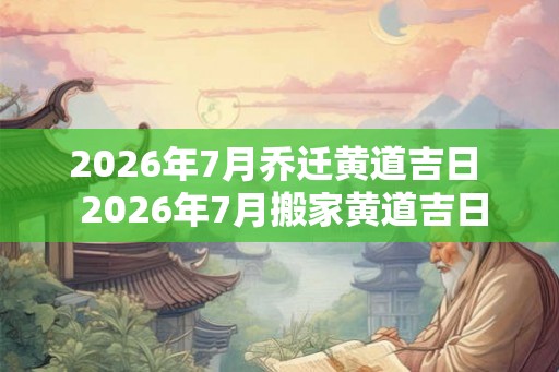 2026年7月乔迁黄道吉日  2026年7月搬家黄道吉日一览表