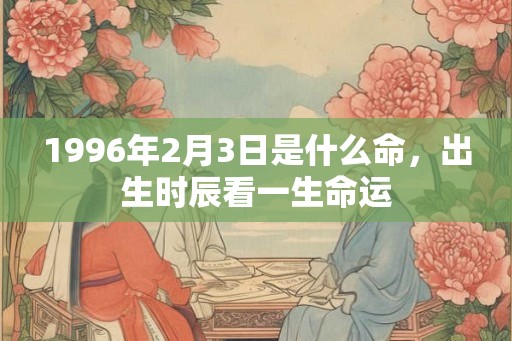 1996年2月3日是什么命，出生时辰看一生命运