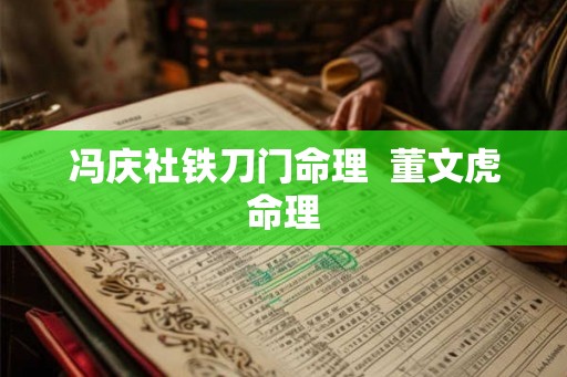 冯庆社铁刀门命理  董文虎命理