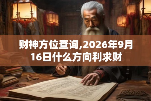 财神方位查询,2026年9月16日什么方向利求财