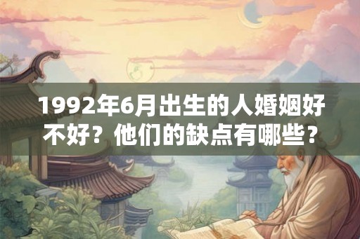 1992年6月出生的人婚姻好不好？他们的缺点有哪些？