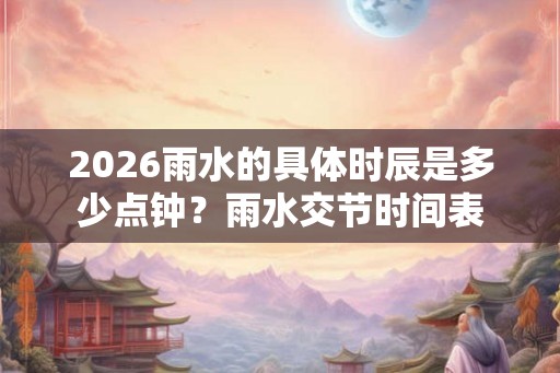 2026雨水的具体时辰是多少点钟？雨水交节时间表