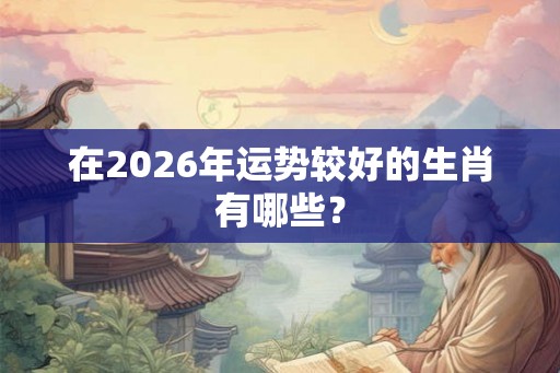 在2026年运势较好的生肖有哪些？