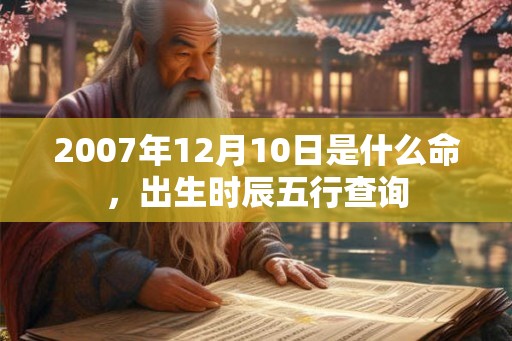 2007年12月10日是什么命，出生时辰五行查询