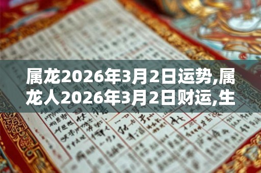 属龙2026年3月2日运势,属龙人2026年3月2日财运,生肖龙2026年3月2日运势