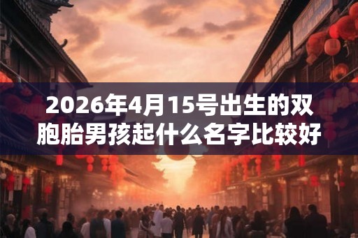 2026年4月15号出生的双胞胎男孩起什么名字比较好，五行属什么
