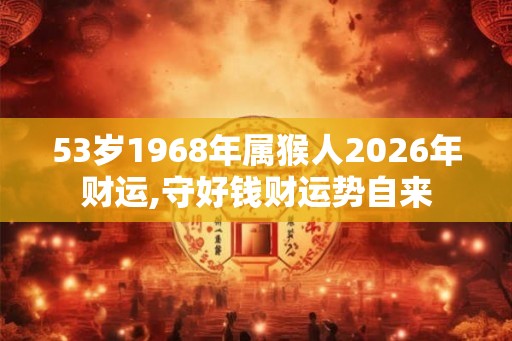 53岁1968年属猴人2026年财运,守好钱财运势自来