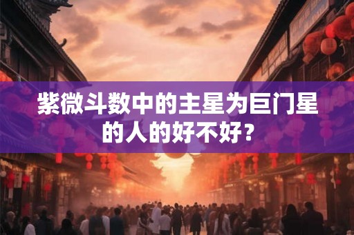 紫微斗数中的主星为巨门星的人的好不好？