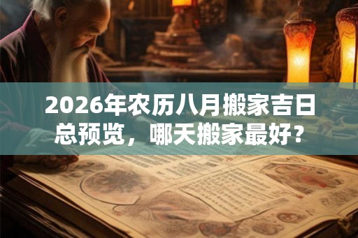 2026年农历八月搬家吉日总预览，哪天搬家最好？
