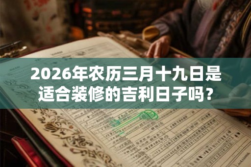 2026年农历三月十九日是适合装修的吉利日子吗？