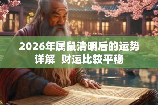 2026年属鼠清明后的运势详解  财运比较平稳