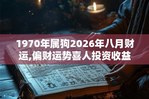 1970年属狗2026年八月财运,偏财运势喜人投资收益好