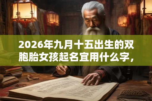 2026年九月十五出生的双胞胎女孩起名宜用什么字，五行属什么