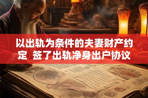 以出轨为条件的夫妻财产约定  签了出轨净身出户协议有效吗