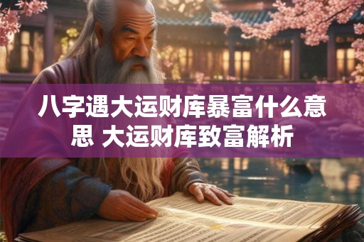 八字遇大运财库暴富什么意思 大运财库致富解析