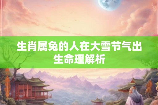 生肖属兔的人在大雪节气出生命理解析