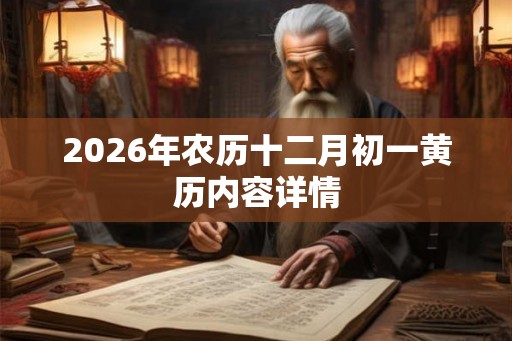 2026年农历十二月初一黄历内容详情