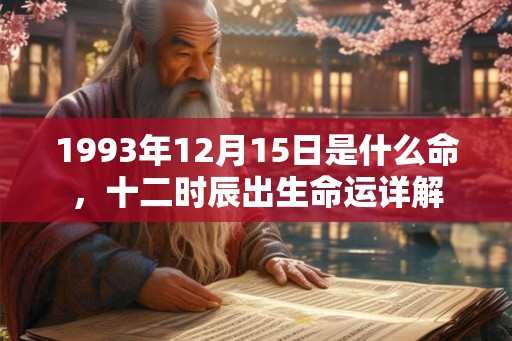 1993年12月15日是什么命，十二时辰出生命运详解