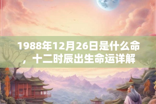 1988年12月26日是什么命，十二时辰出生命运详解