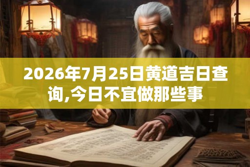 2026年7月25日黄道吉日查询,今日不宜做那些事