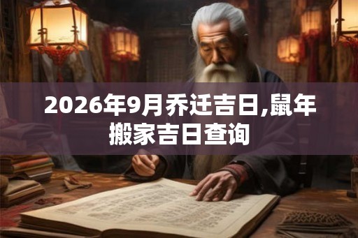 2026年9月乔迁吉日,鼠年搬家吉日查询