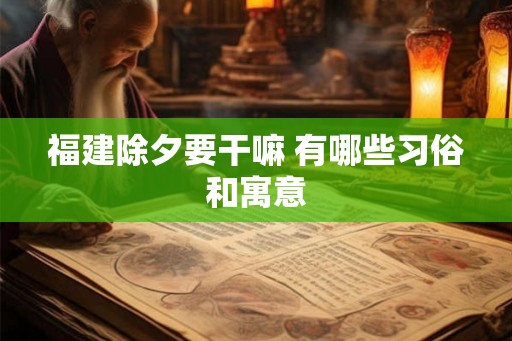 福建除夕要干嘛 有哪些习俗和寓意