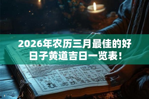 2026年农历三月最佳的好日子黄道吉日一览表！