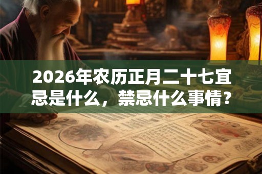 2026年农历正月二十七宜忌是什么,禁忌什么事情? 2026年农历正月二十七宜忌是什么,禁忌什么事情?