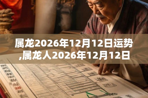 属龙2026年12月12日运势,属龙人2026年12月12日财运,生肖龙2026年12月12日运势